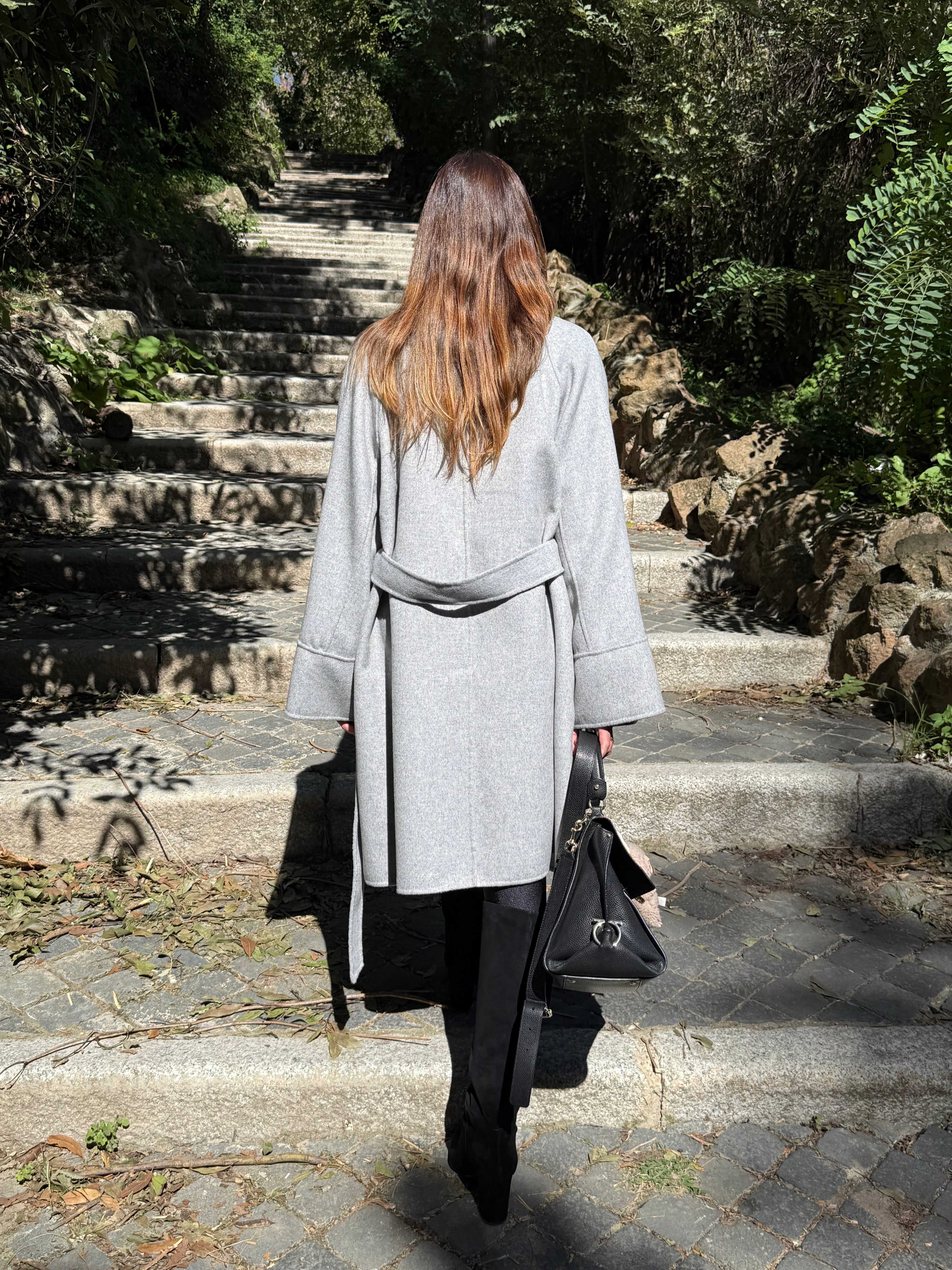 Light grey wool short coat limited edition