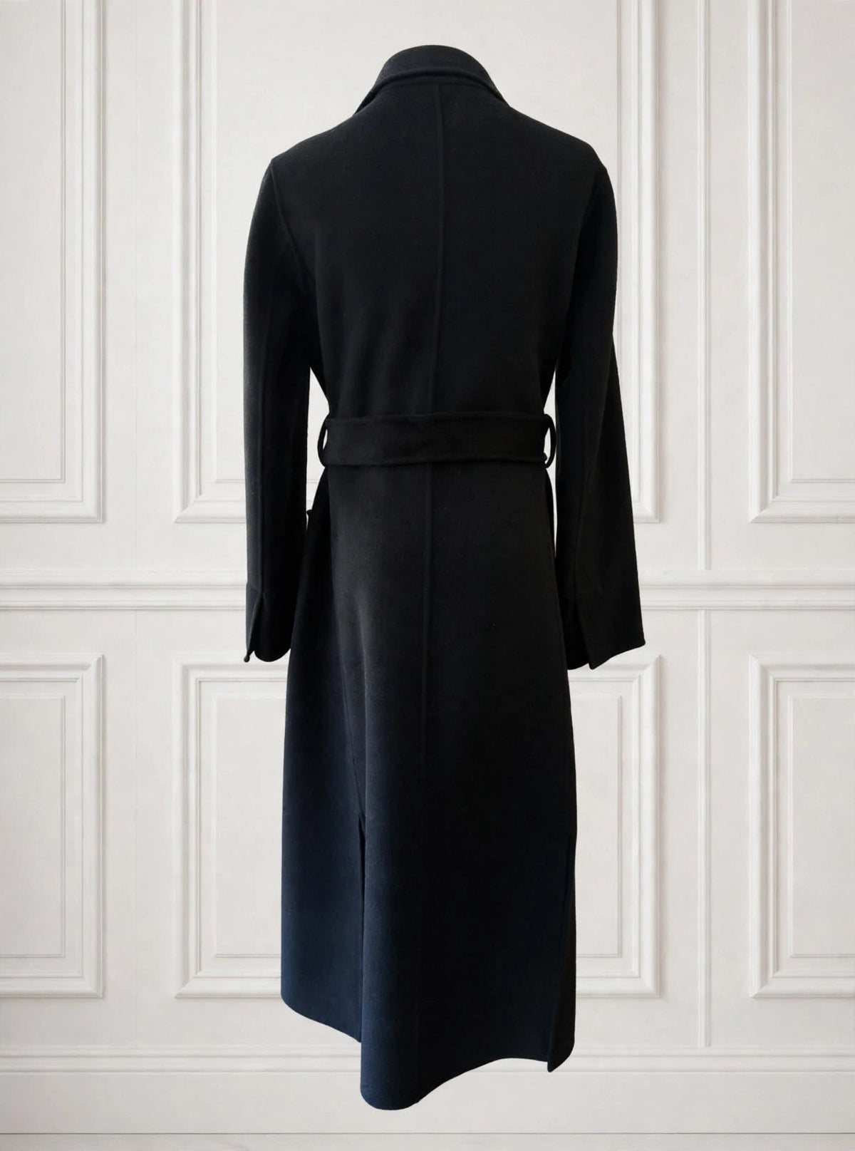 Black wrap coat with belt