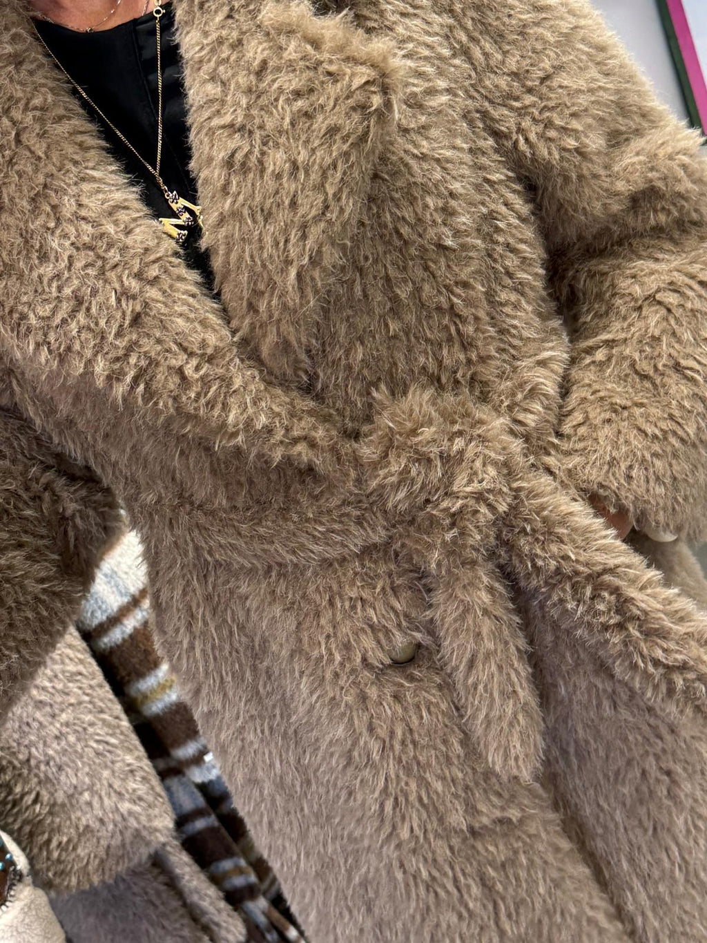 Eco-Fur Coat with Geometric Embroidery on the Back limited edition