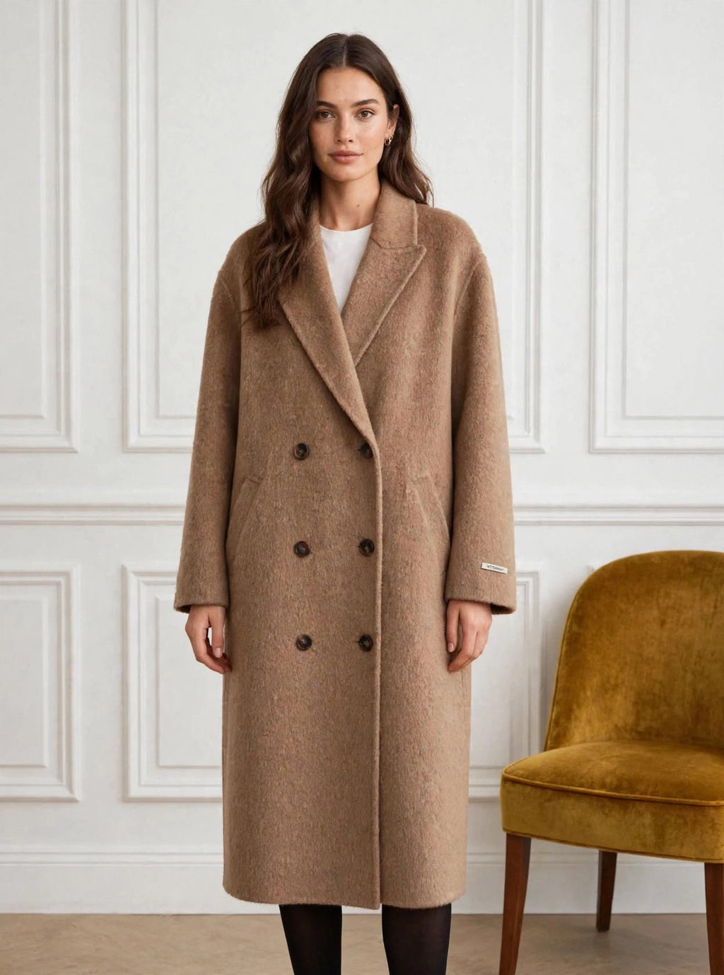 Over double-breasted coat camel