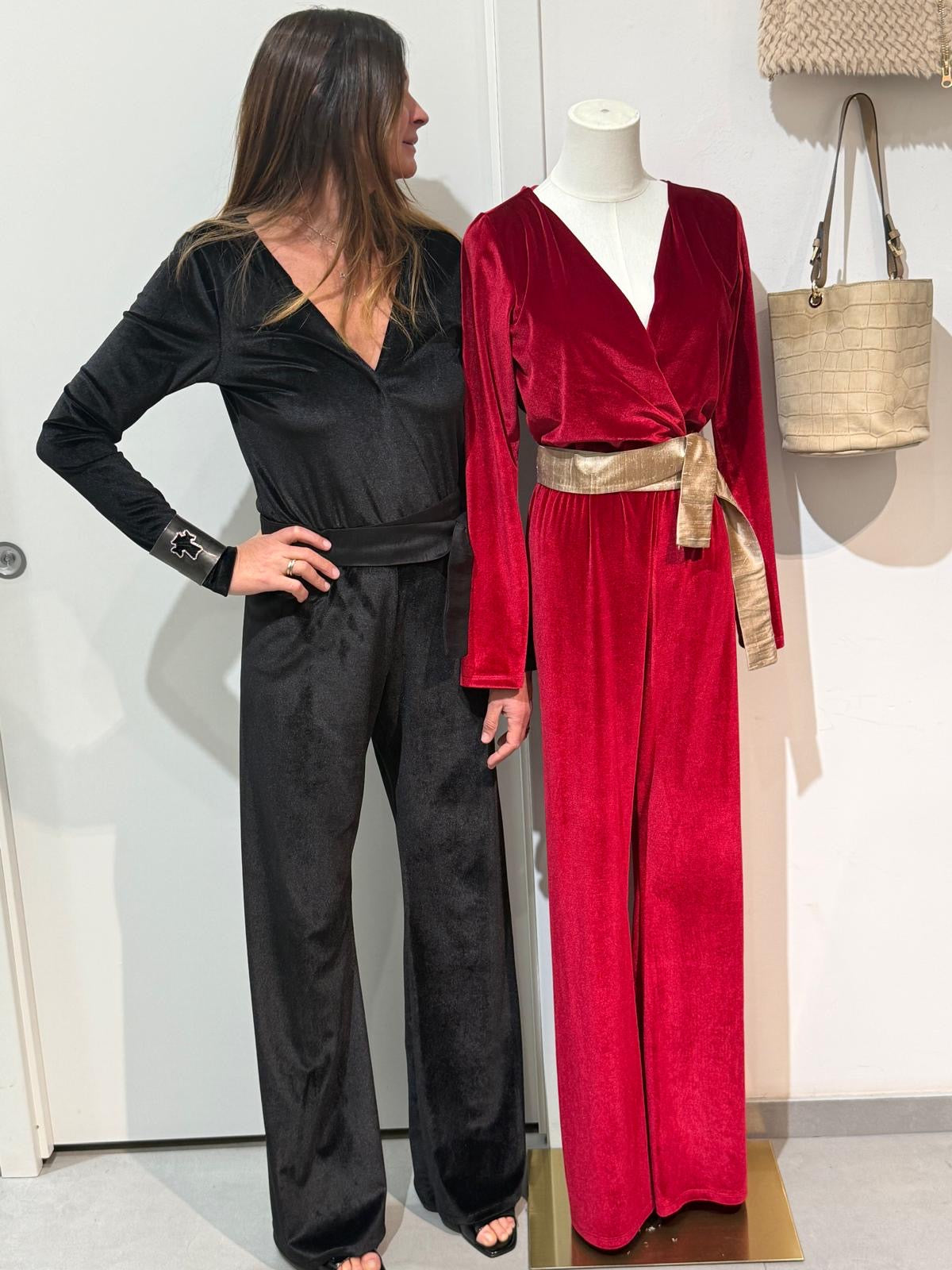 AMBRA black velvet Jumpsuit