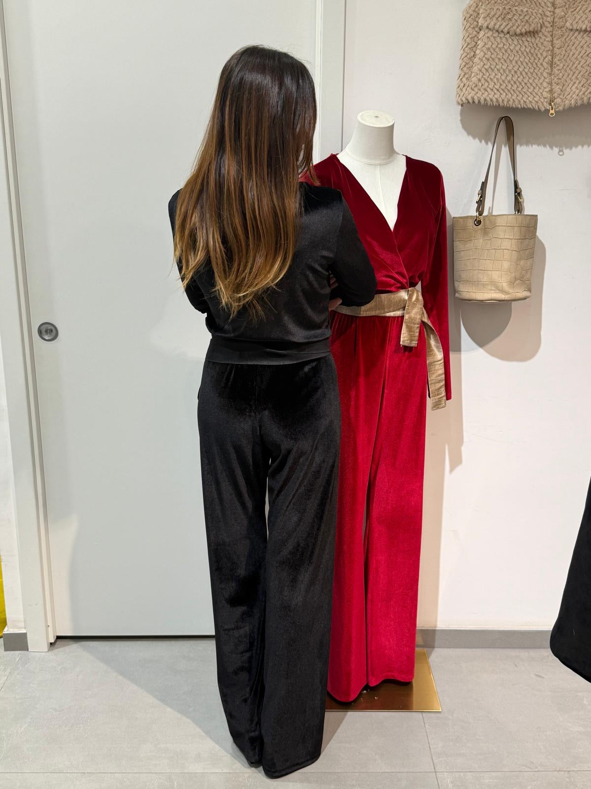 AMBRA black velvet Jumpsuit
