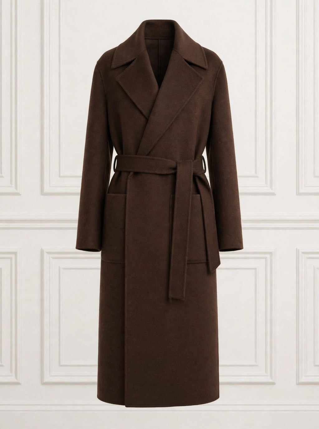 Brown wrap coat with belt