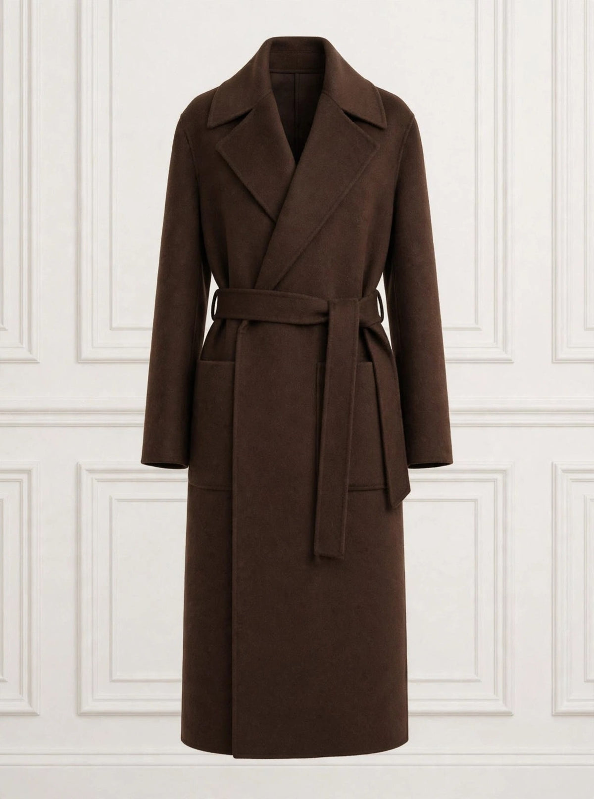 Brown wrap coat with belt