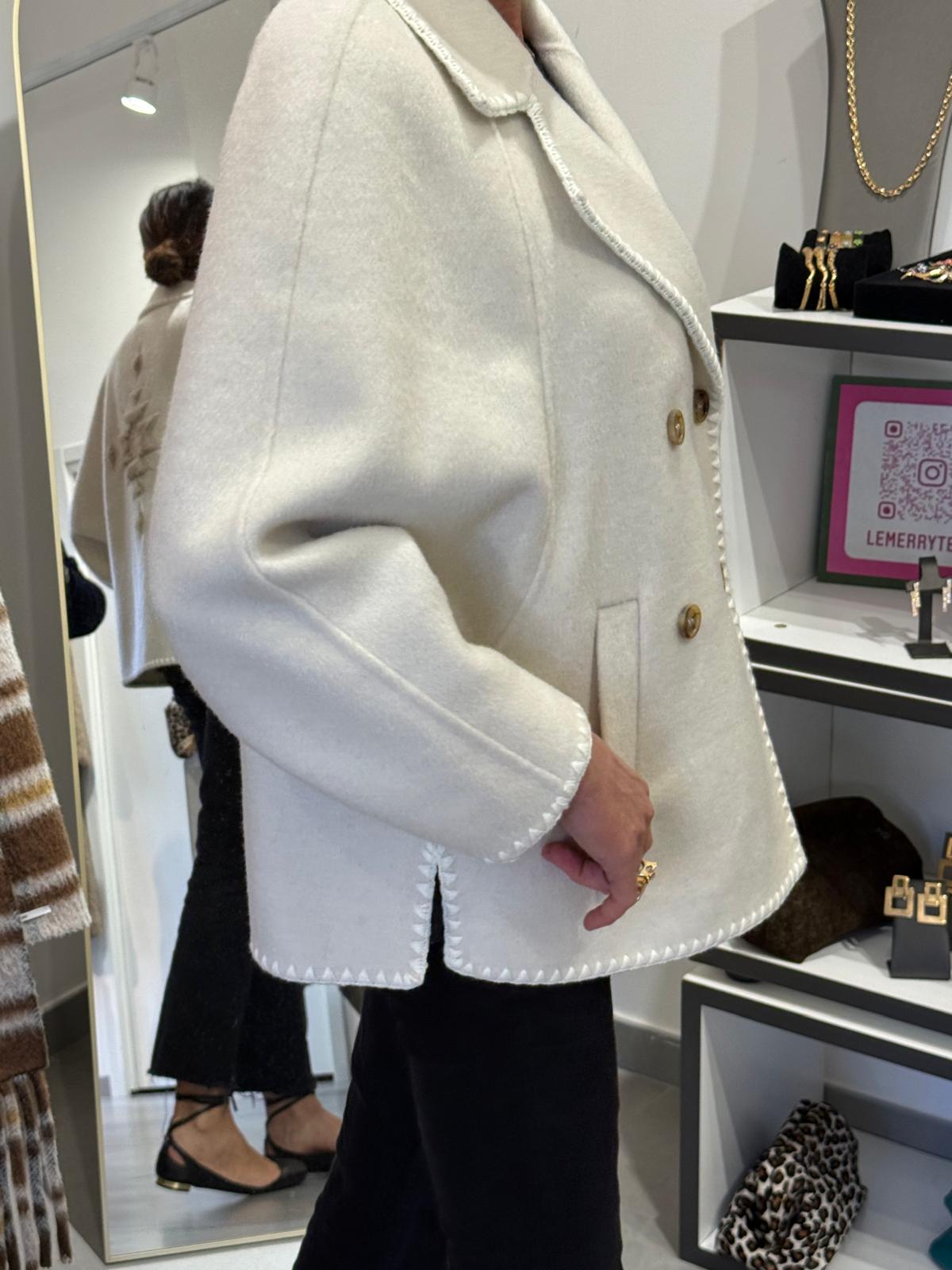 Double-Breasted Wool Jacket with Geometric Embroidery on the Back limited edition