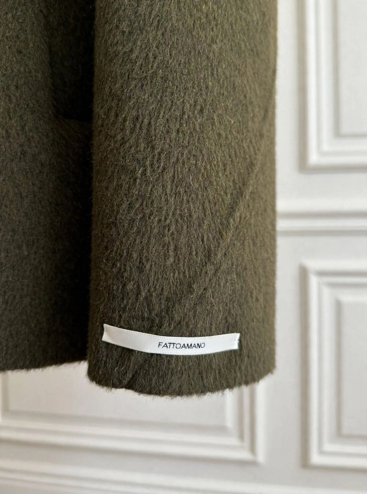 Olive short green wrap coat with belt
