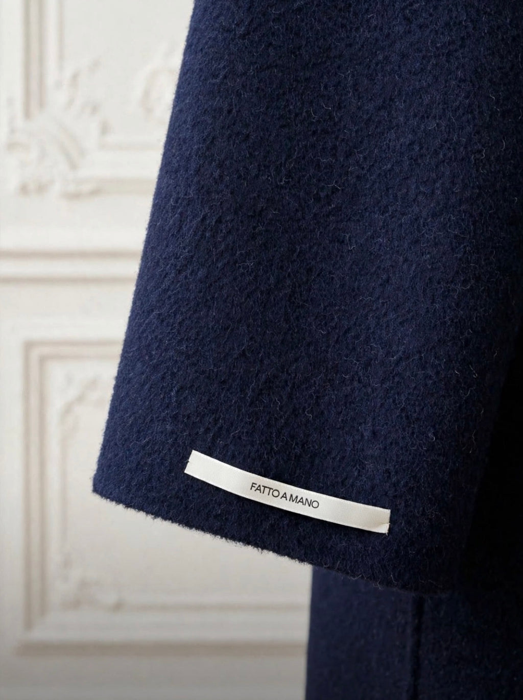 Navy blue wrap coat with belt