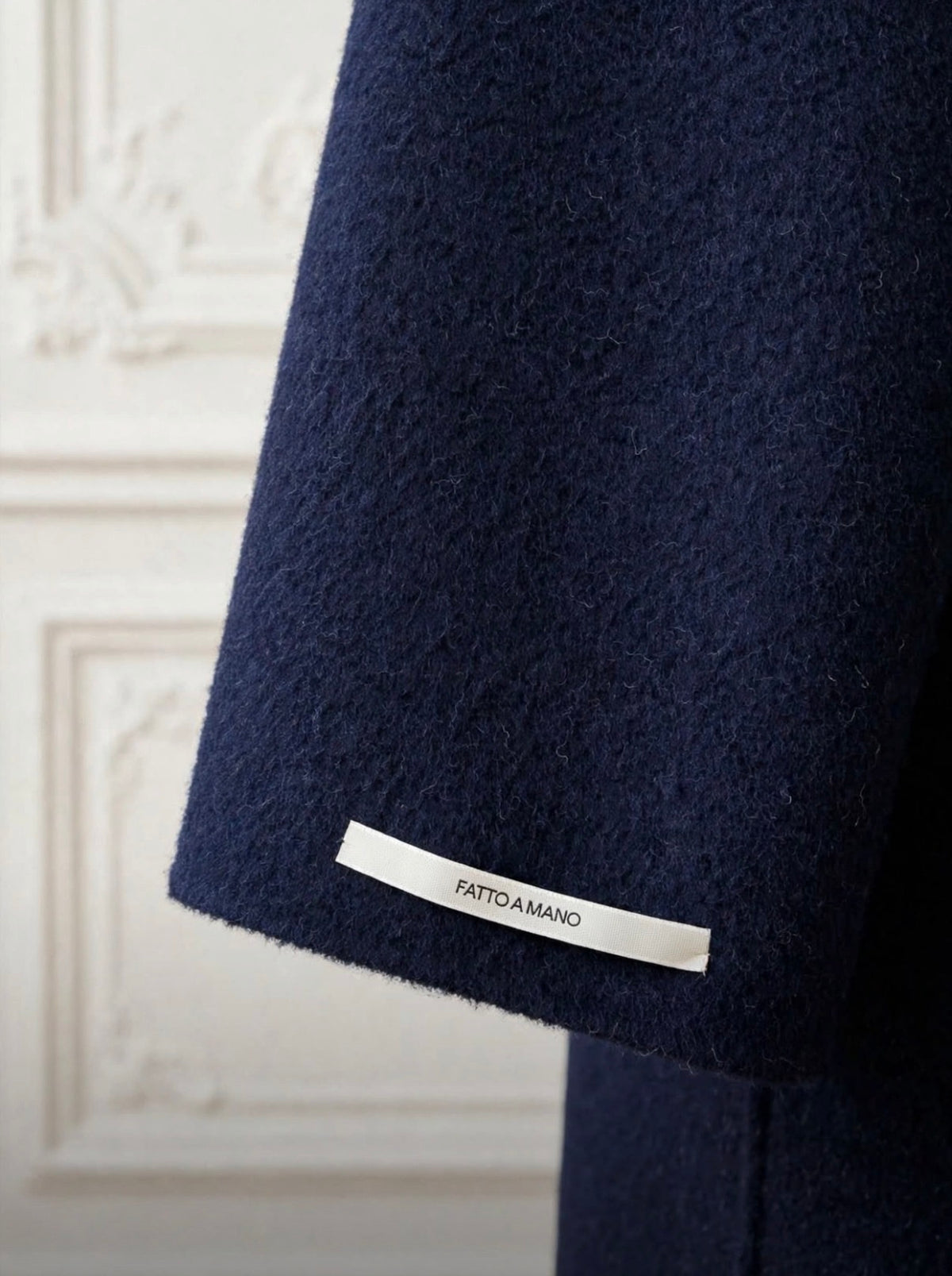 Navy blue wrap coat with belt