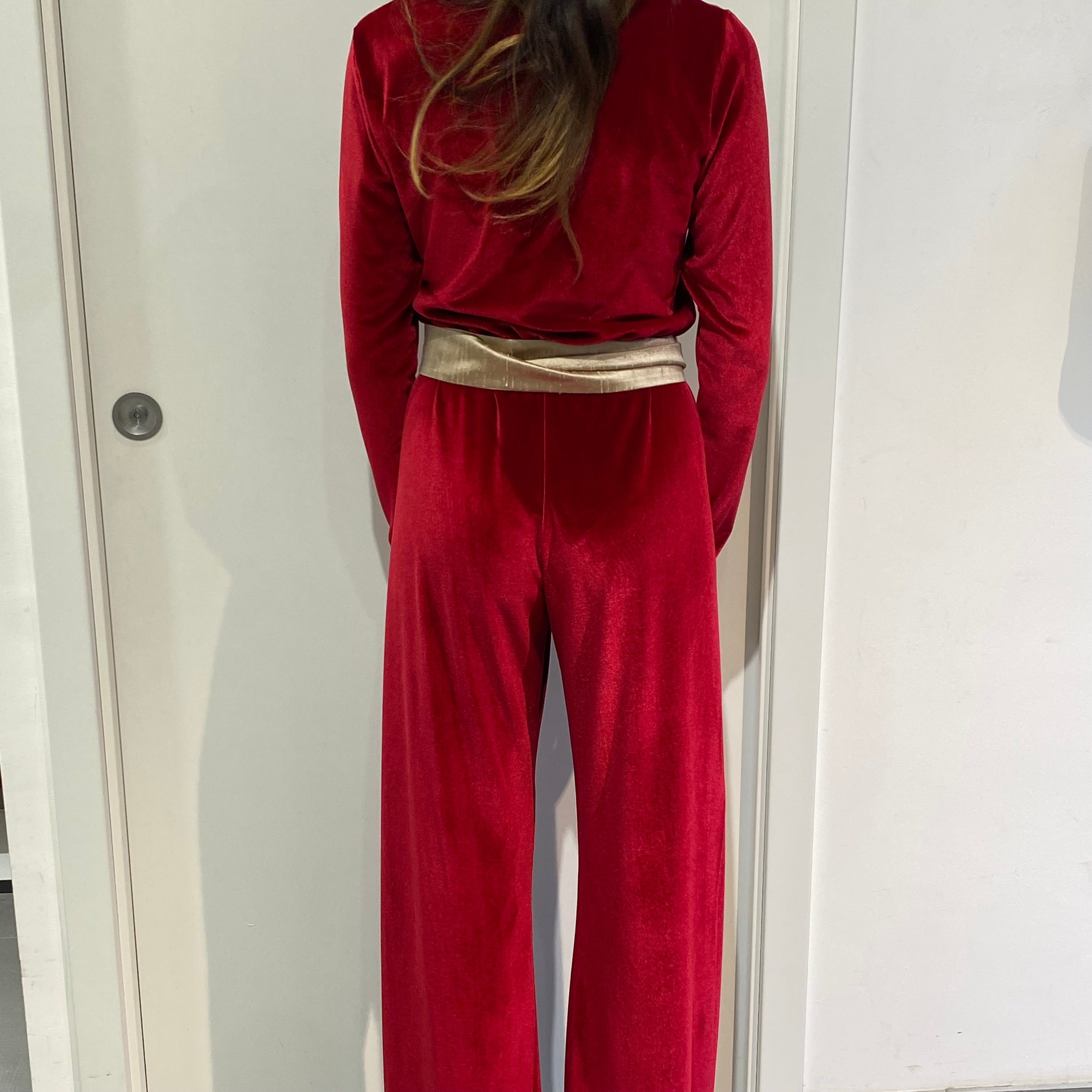 AMBRA red velvet Jumpsuit