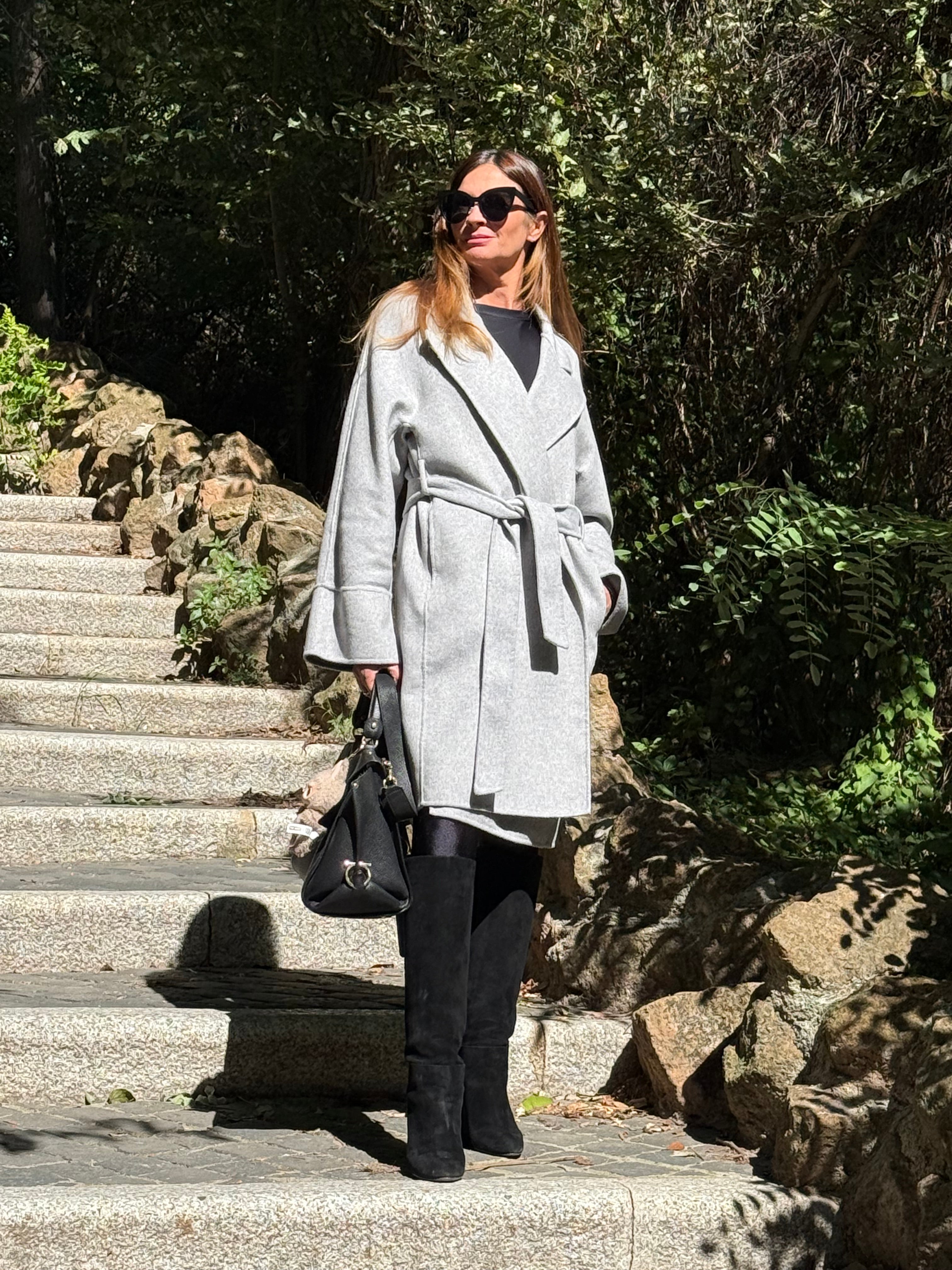 Light grey wool short coat limited edition