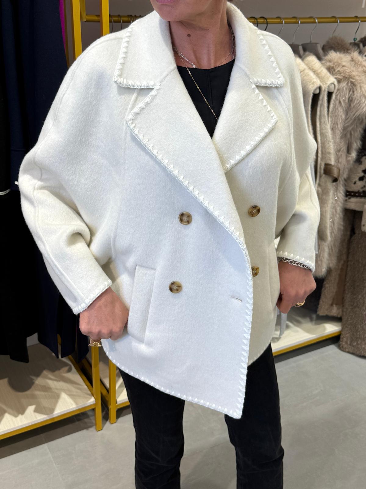 Double-Breasted Wool Jacket with Geometric Embroidery on the Back limited edition