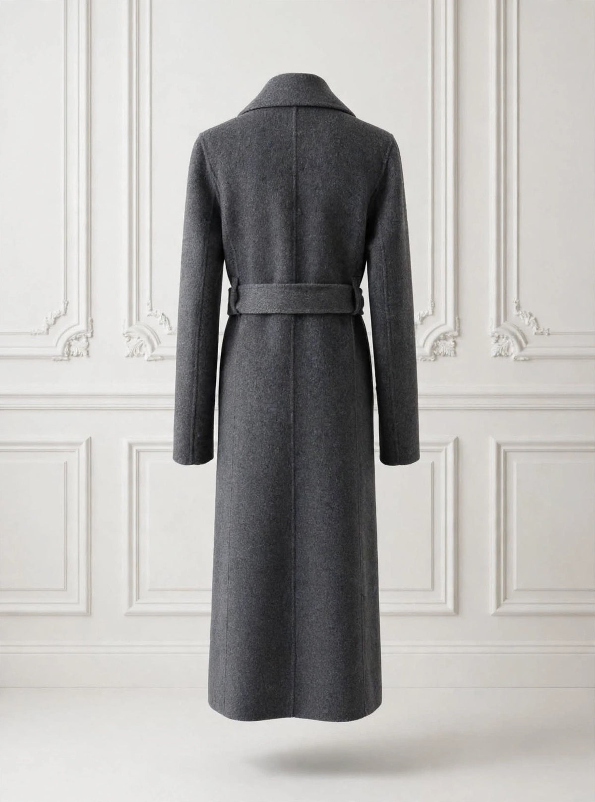 Grey wrap coat with belt