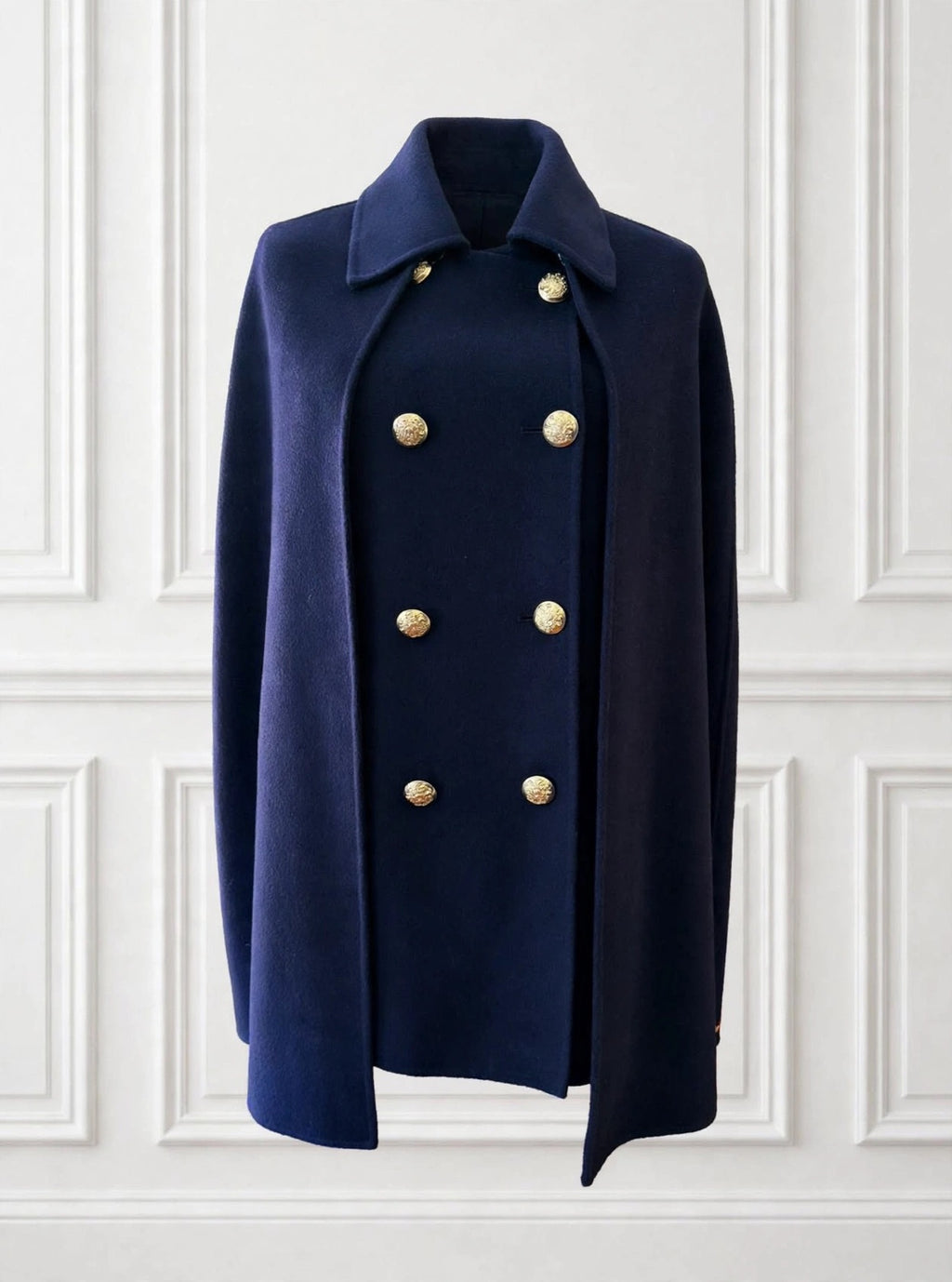 Blue navy Cape with Removable Capelet