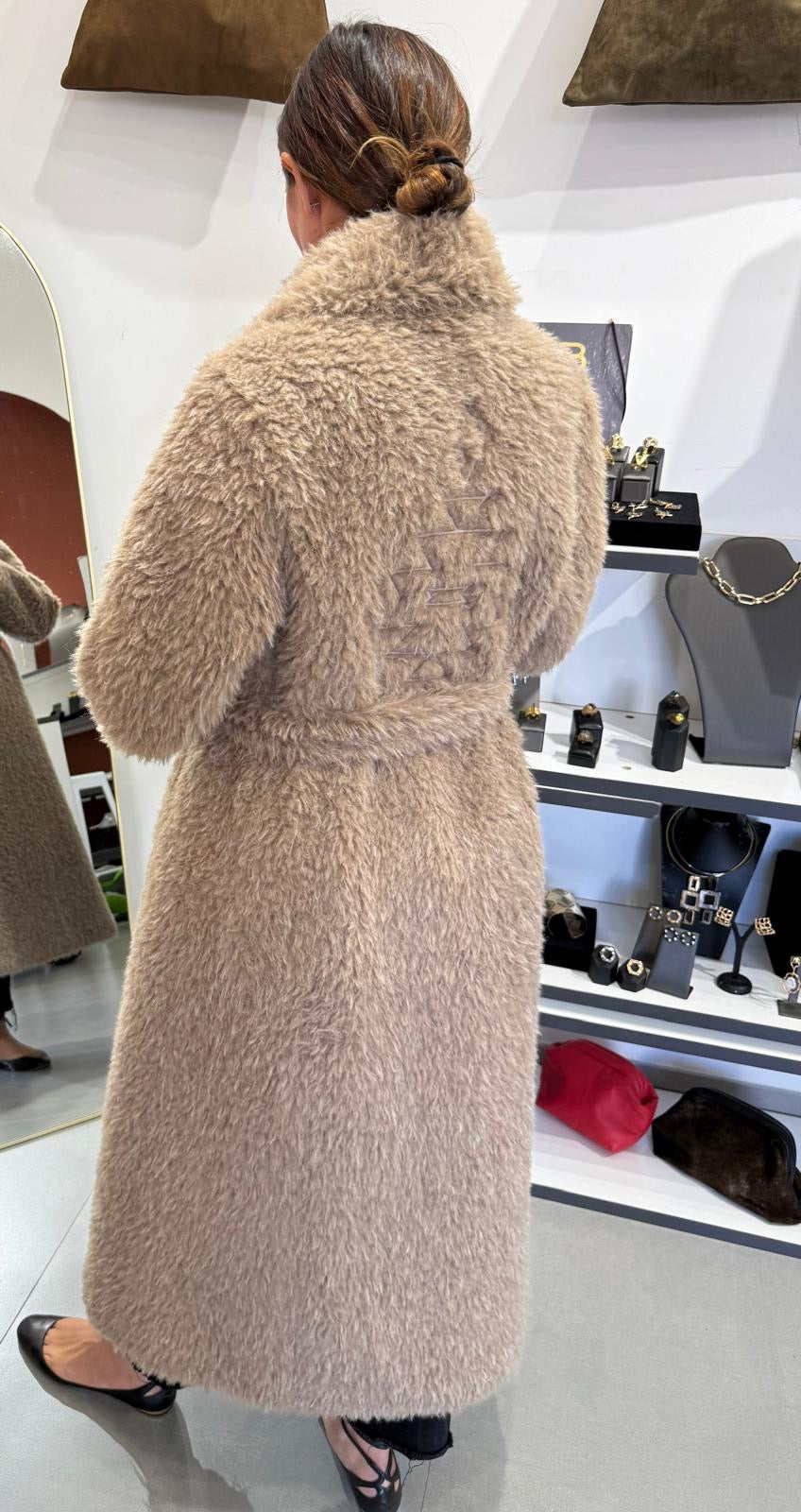 Eco-Fur Coat with Geometric Embroidery on the Back limited edition