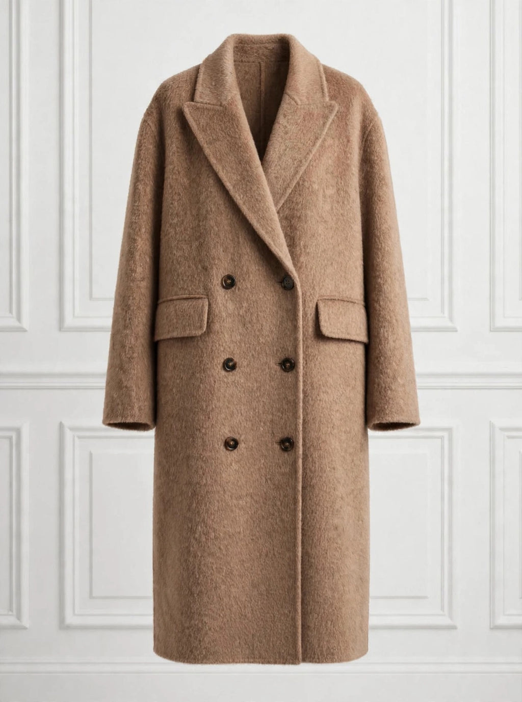 Over double-breasted coat camel
