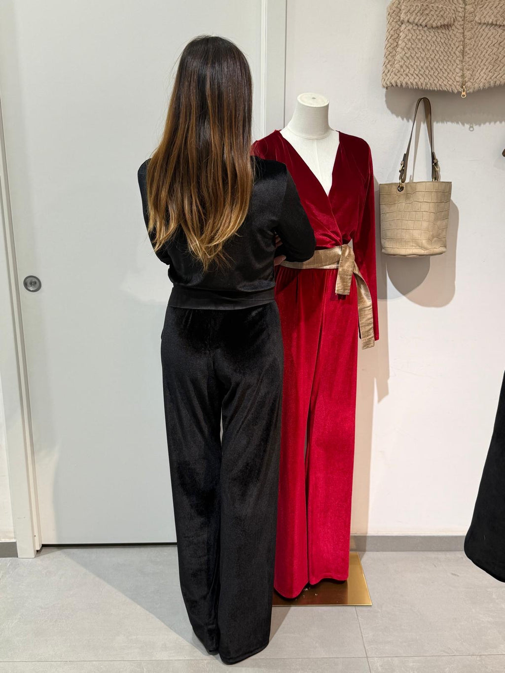AMBRA black velvet Jumpsuit