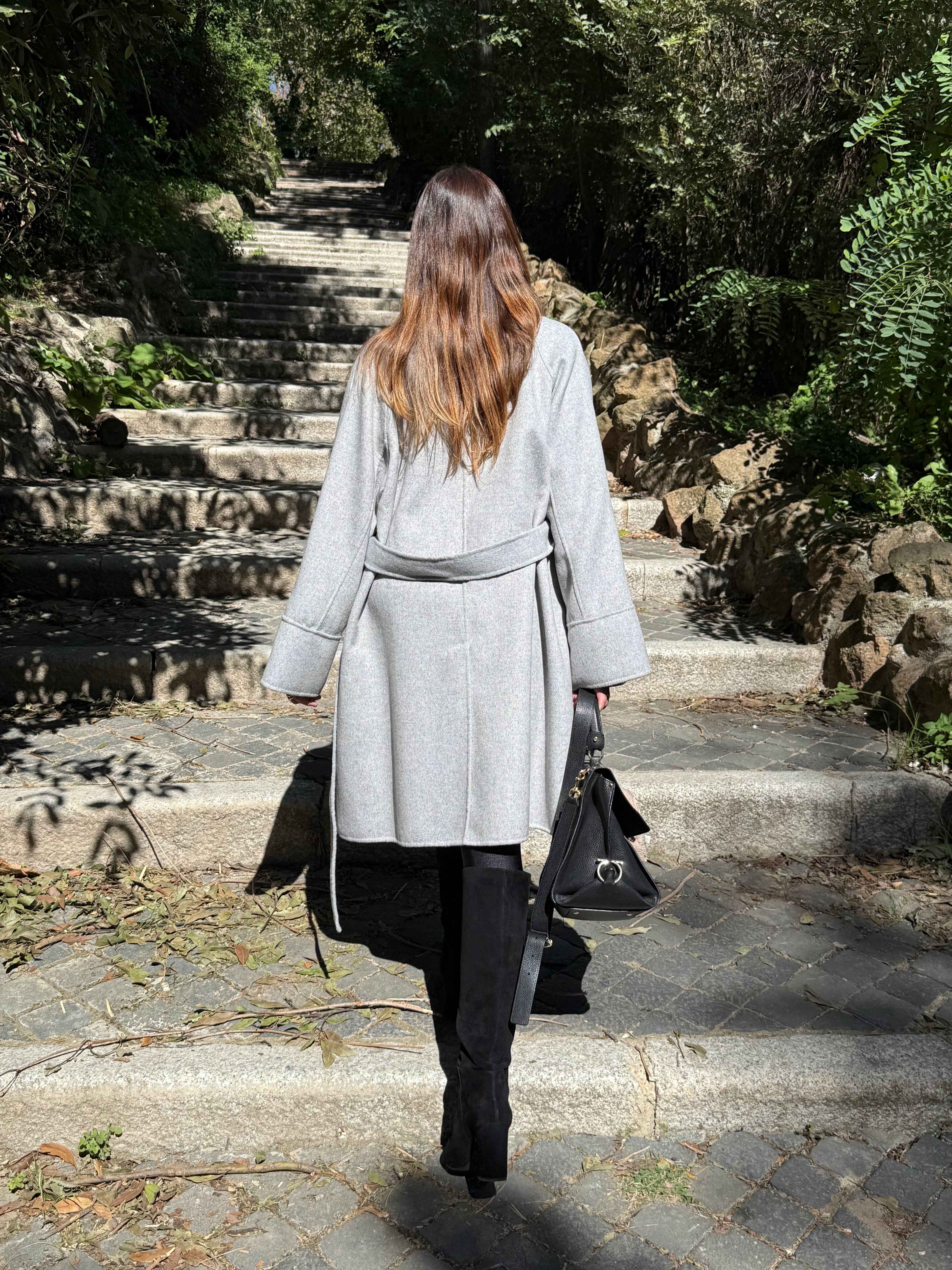 Light grey wool short coat limited edition