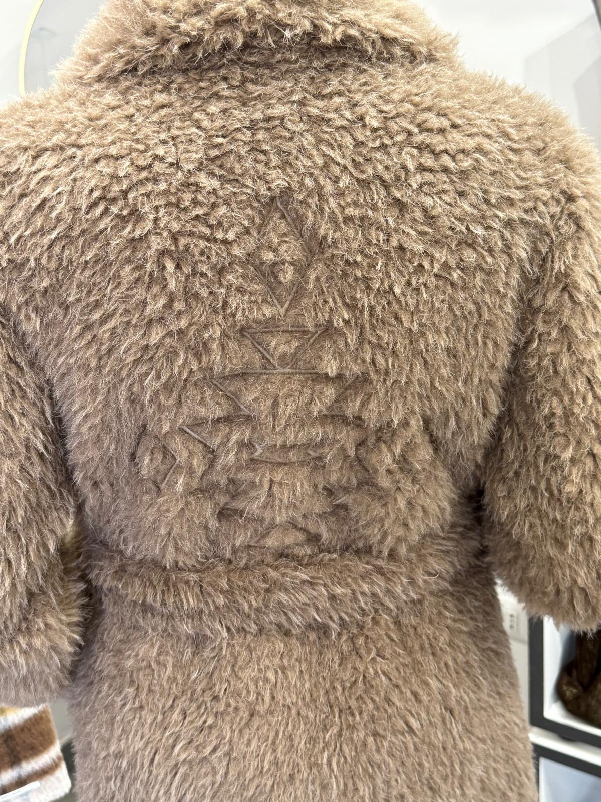 Eco-Fur Coat with Geometric Embroidery on the Back limited edition