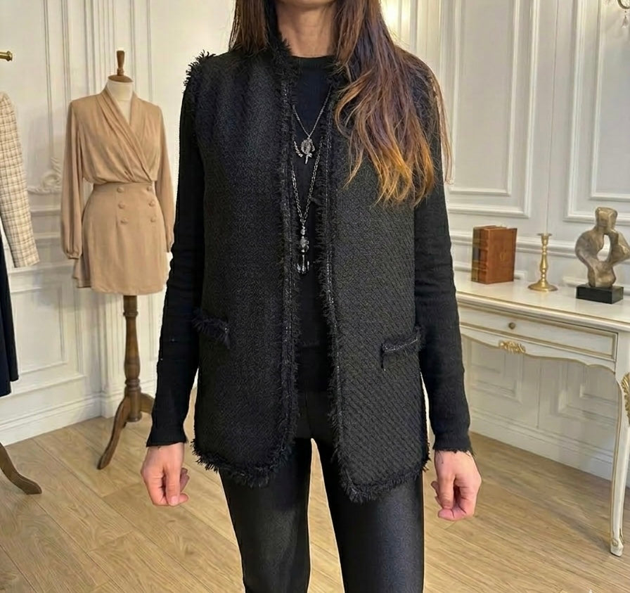 Black waistcoat tweed