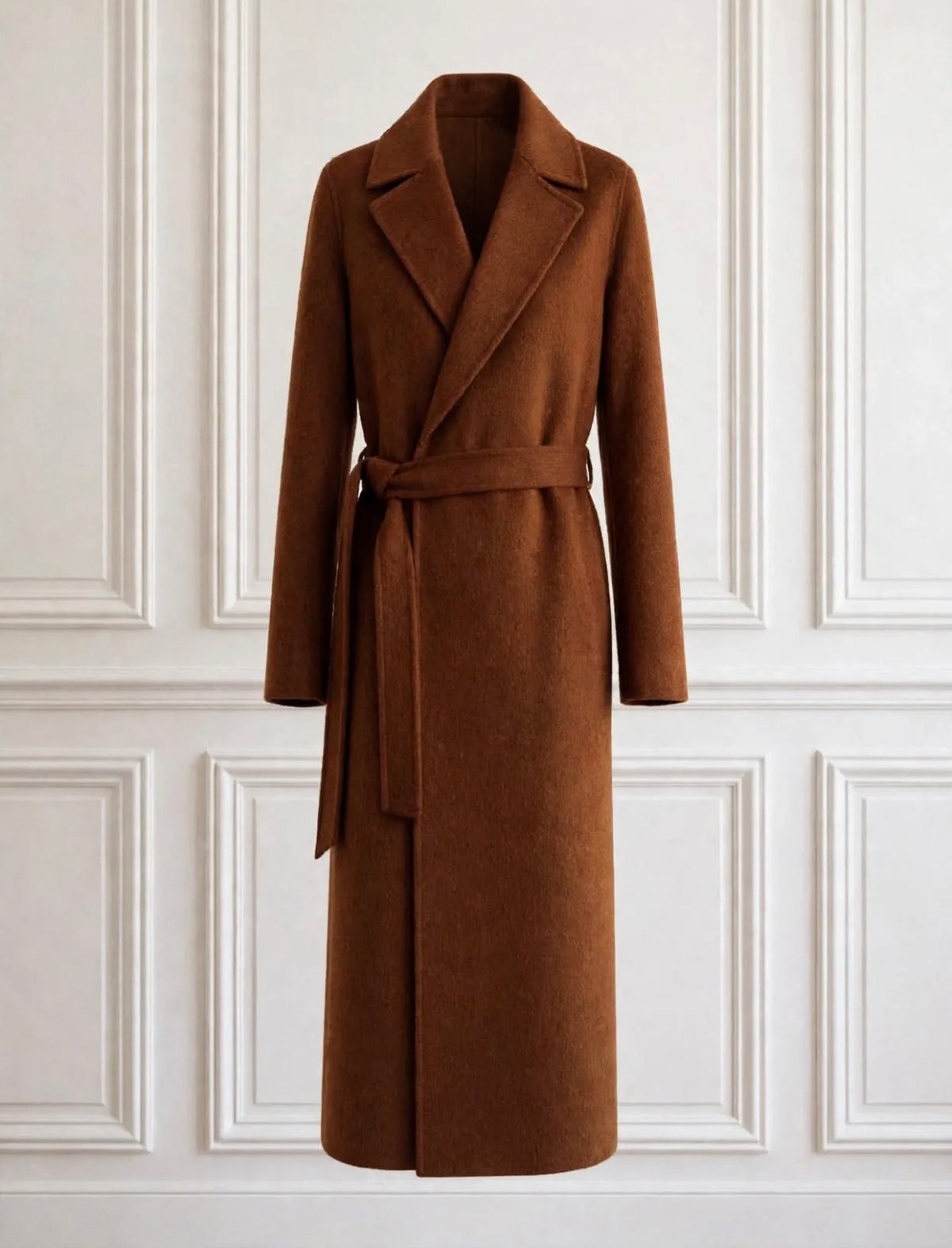 Rust wrap coat with belt