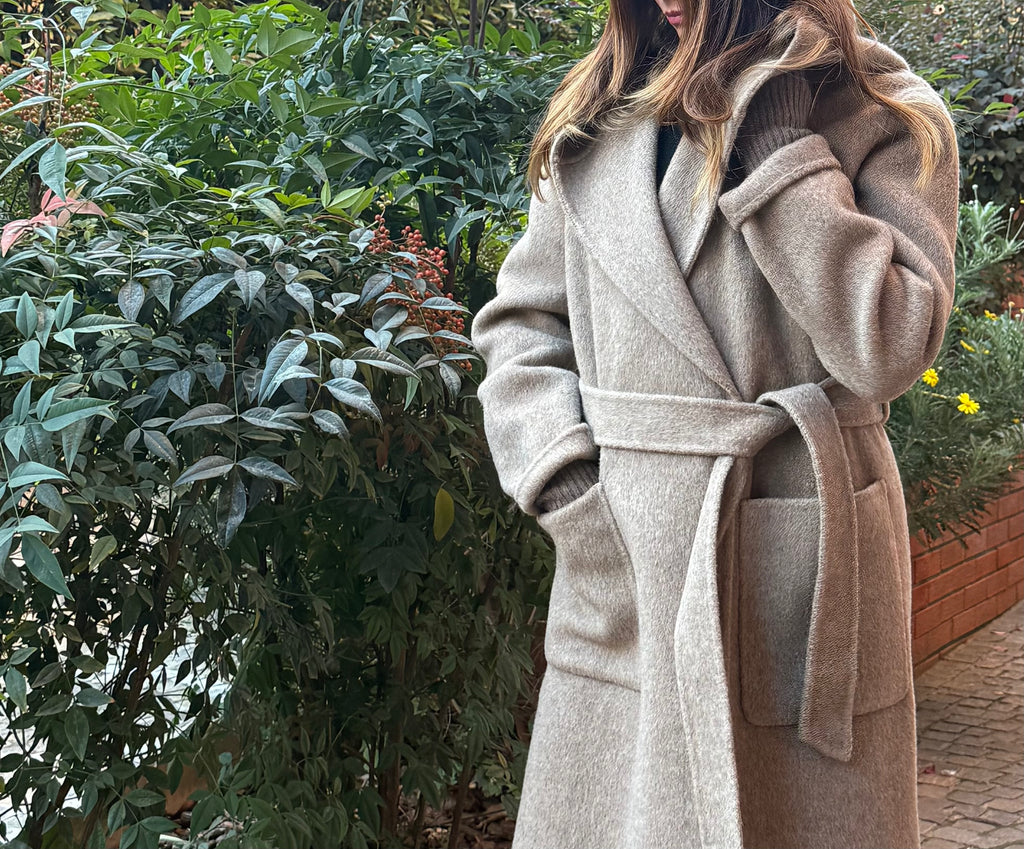 Camel hooded wool coat limited edition