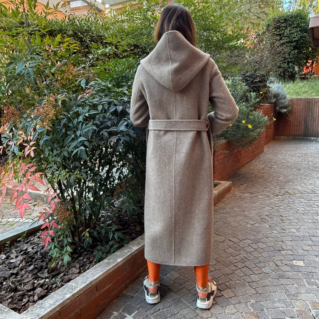 Camel hooded wool coat limited edition